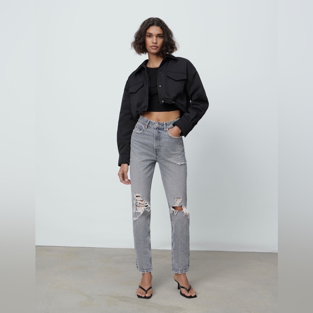 Ripped mom fit jeans (Blue/Grey) size: 28 (US 6)